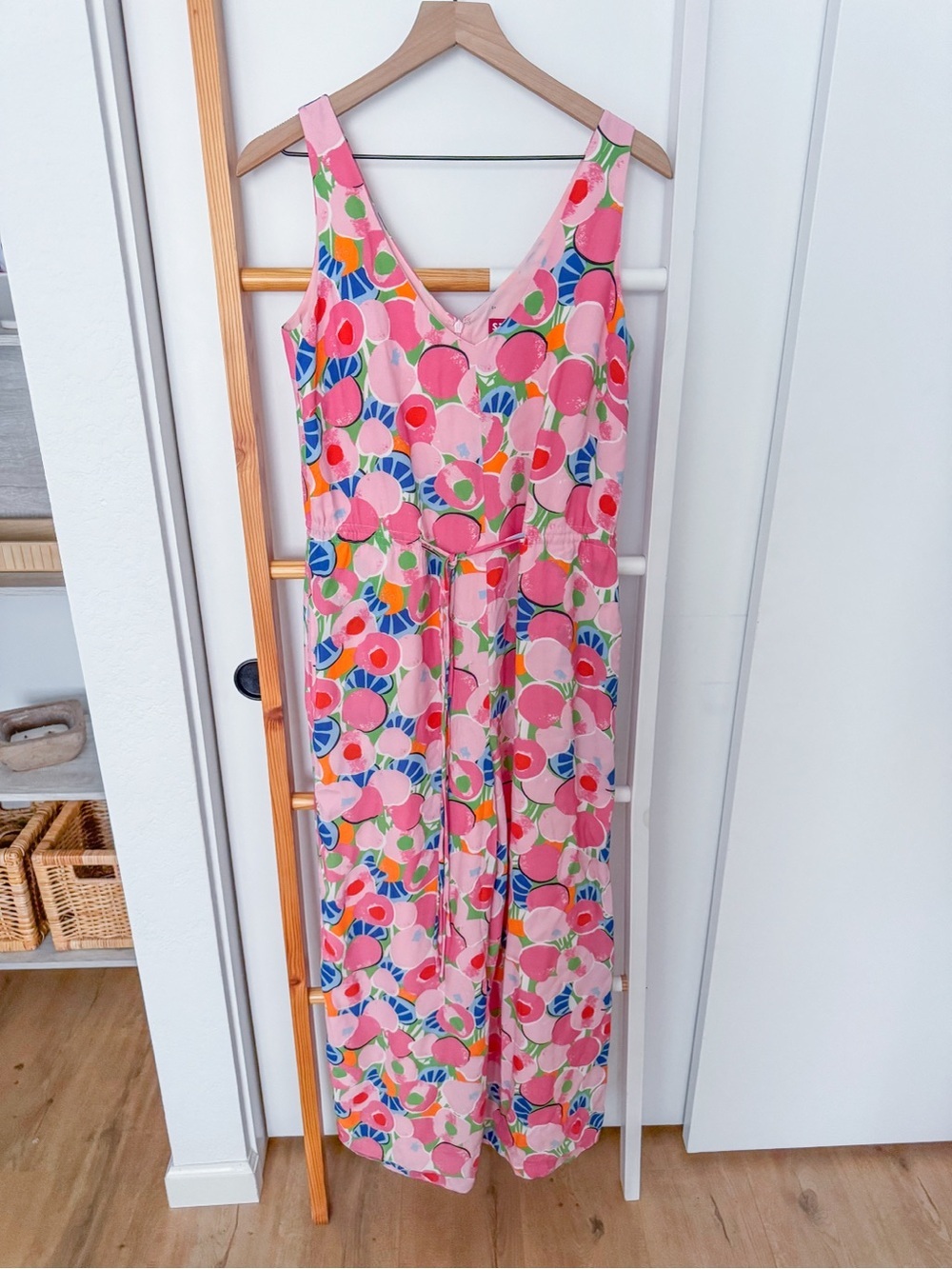 STAUD Mint Jumpsuit Abstract Print Peach Wide Leg